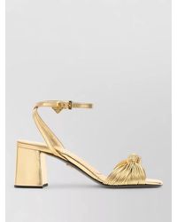 Prada - Leather Sandals Block Heel Open Toe - Lyst