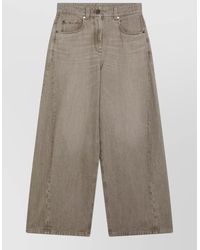 Brunello Cucinelli - Wide Leg Five Pocket Denim Trousers - Lyst