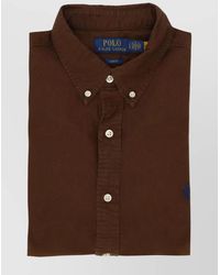 Ralph Lauren - Cotton Shirt With Button-Down Collar And Pony Embroidery - Lyst