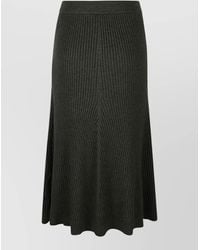 Victoria Beckham - High Waist A Line Ribbed Midi Skirt - Lyst