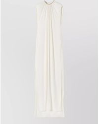 Lanvin - Sleeveless Dress Floor Length Embellished Neckline - Lyst