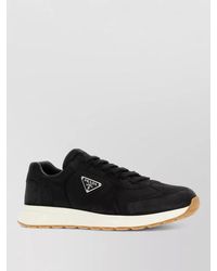 Prada - Renylon Suede Panel Low Top Sneakers - Lyst