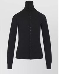 Lemaire - Wool Fitted High Collar Buttoned Cardigan - Lyst