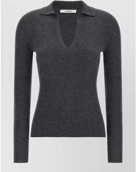 Max Mara - Cashmere Ribbed Slim-Fit V-Neck Long-Sleeve Polo Jumper - Lyst