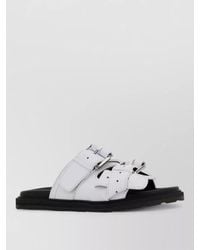 Moschino - Leather Slides Open Toe Flat Sole - Lyst
