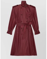 Saint Laurent - Long Jacket Belted Waist Epaulettes Pleated - Lyst