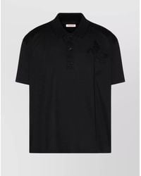 Valentino Garavani - Cotton Floral Appliqué Short-Sleeve Polo Shirt - Lyst