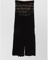 Semicouture - Amalia Cotton Trousers Crochet Knit Wide Leg - Lyst