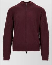 Emporio Armani - Textured Virgin Wool High Neck Zip Jacket - Lyst