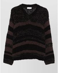 Roberto Collina - V Neck Striped Knit Texture Sweater - Lyst