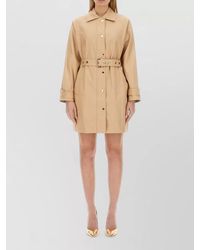 Michael Kors - Trench Coat Cotton Belted Collar Long Sleeves - Lyst