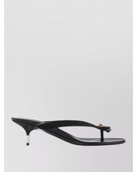 Versace - Leather Thong Sandals Kitten Heel Design - Lyst