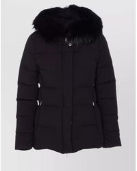 Moorer - Hooded Jacket With Fur Trim And Quilted Pattern - Lyst