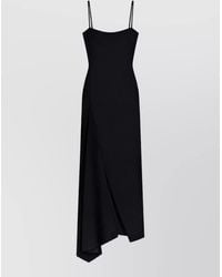 Givenchy - Crepe Square-Neck Spaghetti-Strap Asymmetric-Hem Maxi Dress - Lyst
