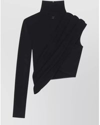 Courreges - Asymmetrical Jersey Crop Top Twisted Front - Lyst