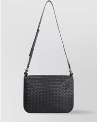 Bottega Veneta - Leather Messenger Bag With Adjustable Shoulder Strap - Lyst