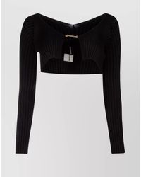 Jacquemus - Ribbed Cropped V-Neck Long-Sleeve Cardigan - Lyst