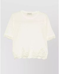 ERMANNO FIRENZE - Knit Top Crew Neck Lace Trim Scalloped Hem - Lyst