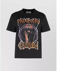 Versace Jeans Couture - Ribbed Collar Crew-Neck T-Shirt With Graphic Print - Lyst