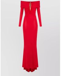Elisabetta Franchi - Draped Off-The-Shoulder Maxi Dress - Lyst