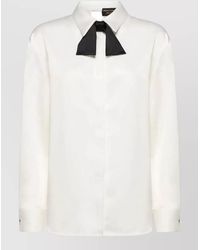 SIMONA CORSELLINI - Shirt Bow Detail Long Sleeves Open Back - Lyst