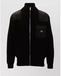 Prada - Cashmere Wool Ribbed Oversized Zip Cardigan - Lyst