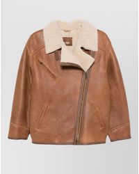 Isabel Marant - Leather Shearling-Collar Jacket - Lyst