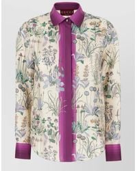 Gucci - Silk Blouse Long Sleeves Collared Neck Floral - Lyst