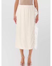 Alberta Ferretti - Feather Trim Asymmetric Wrap Midi Skirt - Lyst