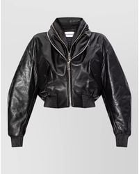 Givenchy - Lamb Leather Shawl Collar Ribbed Bomber Jacket - Lyst