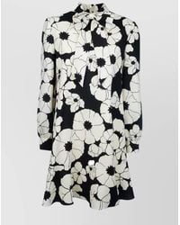 Celine - Floral-Print Long-Sleeve Mini Dress - Lyst