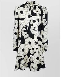 Celine - Floral-Print Long-Sleeve Mini Dress - Lyst