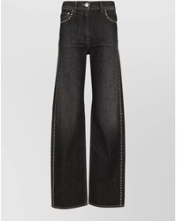 Versace - Studded Cotton Denim Mid-Rise Barrel-Leg Jeans - Lyst