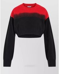 Balenciaga - Wool Cropped Gradient Ribbed Crewneck Sweater - Lyst