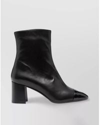 CAREL PARIS - Leather Ankle Boots With Mid Block Heel - Lyst