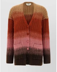 Fendi - Mohair Wool Blend Oversized V-Neck Cardigan - Lyst