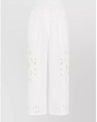 Dolce & Gabbana - Embroidered Cutout Linen Wide Leg Shorts - Lyst