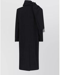 The Attico - Cashmere Wool Relaxed Long Single-Breasted Coat With Fringed Scarf - Lyst