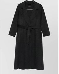 Paltò - Paola Wool Coat Belted Waist Lapel - Lyst