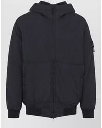 Stone Island - Hooded Bomber Jacket Ribbed Cuffs Pockets - Lyst