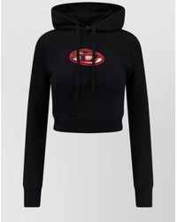 DIESEL - Cotton-Blend Cropped Hooded Sweatshirt - Lyst