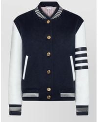 Thom Browne - Cashmere And Leather Browne 65 Varsity Jacket - Lyst