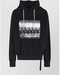 Rick Owens - Hooded Sweatshirt Drawstring Detail Graphic Print - Lyst