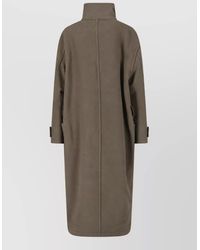 Lemaire - Wool Belted Asymmetric Single Breasted Coat - Lyst