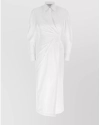 Max Mara - Cotton Twill Asymmetric Wrap Shirt Midi Dress - Lyst