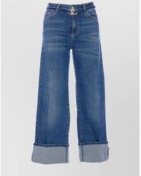 Liu Jo - Wide Cuffs Denim Jeans Trousers With 5 Pockets - Lyst