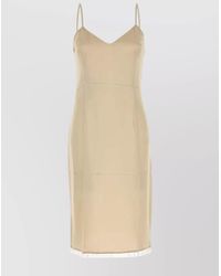 Prada - Satin Dress With Spaghetti Straps And V-Neckline - Lyst