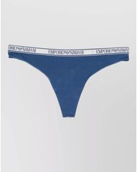 Emporio Armani - Cotton Logo-Waistband Thong - Lyst