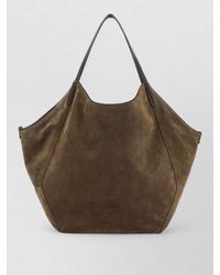 Brunello Cucinelli - Suede Tote Bag Dual Top Handles - Lyst