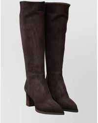 Santoni - Knee-High Suede Block Heel Boots - Lyst